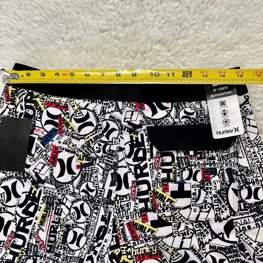 Hurley Black and White Board Shorts Bold Graphic Design